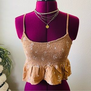 Pac-sun La Hearts Tan Babydoll style crop tank top | Size M